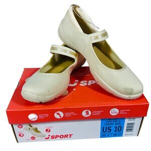 J Sport Melody Slip On Shoes Women 10 White Cream Cushioned Walking New
